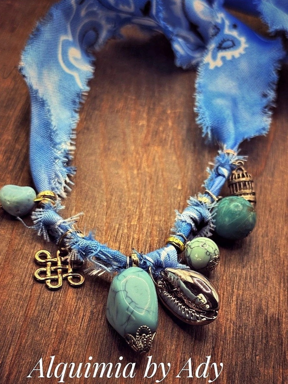 Statement Pendant Necklace in Blue & Green